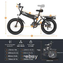 1000W 14Ah 48V Electric Bicycle 20in Foldable E-bike Fat Tire Mountain Bike NEW