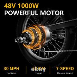 1000W 14Ah 48V Electric Bicycle 20in Foldable E-bike Fat Tire Mountain Bike NEW