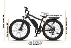1000W Electric Bike Mountain Commuter Beach Ebike 28MPH 48V Battery 26 Fat Tire