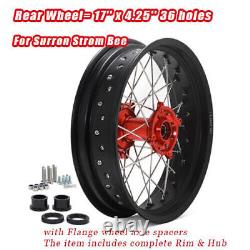 17x3.5 + 17x4.25 Spoke Wheels Red Hubs Black Rims for Sur-Ron Storm Bee E-Bike