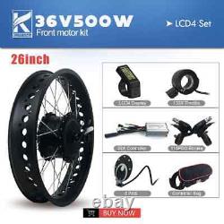 20/26in 36V 500W Front Hub Motor Wheel For Snow Fat Tires E-bike Conversion Kit