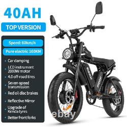 2000W Electric-Bicycle 52V 40AH Motor 20 Fat Tire Mountain Bike eMTB E bike US