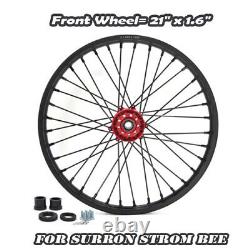 21x1.6 Front Spoke Wheel Black Rim Red Hub Spacers for Sur-Ron Storm Bee E-Bike