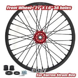 21x1.6 Spoke Front Wheel Black Rim Red Hub for SUR-RON Storm Bee E-Bike Offroad