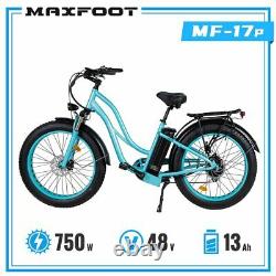 26 750W 48V MaxFoot MF-17 P Electric Bicycle Step-thru Cruiser Commuter E-Bike