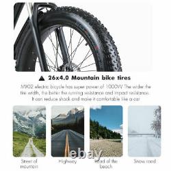 26 E-Bike Fat Tire Electric Mountain Bike Ebike 1000W 17Ah Rear Drive Bicycle