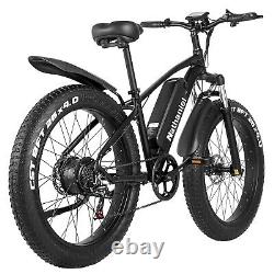 26'' Electric Mountain Bike 1000W 48V 4.0 Fat Tire Ebike 21 Speed Bicycle