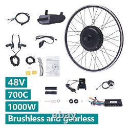 48V 1000W Brushless Front Hub Motor Conversion Kits DIY Ebike 700C 45-55km/h