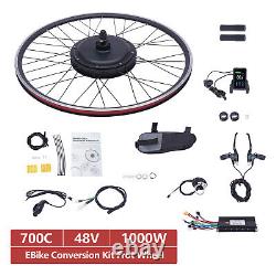 48V 1000W Brushless Front Hub Motor Conversion Kits DIY Ebike 700C 45-55km/h