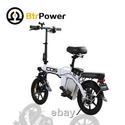 BtrPower 14" 350W Motor Folding City Electric Bike 48V 14AH Lithium-Ion Battery 