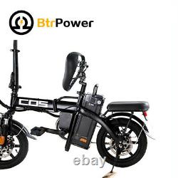 BtrPower 14" 350W Motor Folding City Electric Bike 48V 14AH Lithium-Ion Battery 