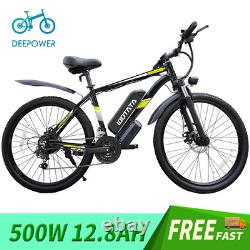 DEEPOWER Electric Bike 500W 48V 12.8Ah e-Bike 21 Speed Up to 25MPH Antiskid