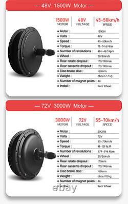 E-Bike Fat TireKit 48V 500-3000W 20/26inch4.0 Tyre Front/Rear Hub Motor Wheel