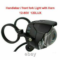 E-bike 24V 36V 48V 60V 72V LED Head Light Front Fork Handlebar Lamp Horn Scooter