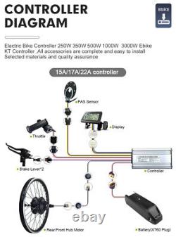 E-bike Conversion Kit 36V/48V 250-3000W Brushless Front/Rear Hub Motor Wheel
