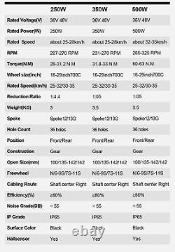 E-bike Front Rear Hub Motor 36V/48V 250W 350W 500W for E-bike Conversion Kit