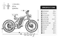 Ebike 20 2000W Off Road Mountain Moped Electric Bike Fat Tire 48V 10AH Spoked