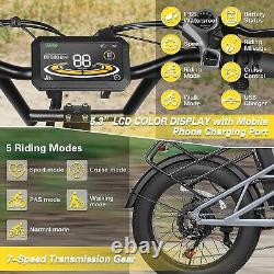 Ebike 20 750W 30AH Electric Bike MTB Bicycle FatTire 31mph Dual Hydraulic Brake