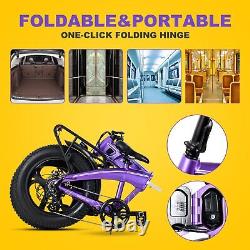 Ebike 20 Electric Foldable Bike Fat Tire Front Suspension Long Range Bicycle