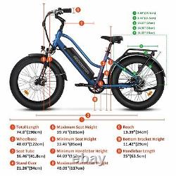 Electric Bike 48V17.5ah 750W 24 Fat Tire City Step-thru Bicycle MTB Snow EBike