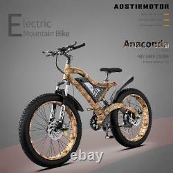Electric Bike Aostirmotor S18-1500W 48V Mountain Bicycle 26 Fat Tire Camo Ebike
