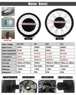 Fat Bicycle 48V 500W- 3000W 20 26 4.0 Hub Motor Wheel Snow eBIKE Conversion Kit