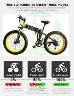 Foldable Electric Bicycle Mountain Ebike Fat Tire 26 Full Suspension 1000W 48V