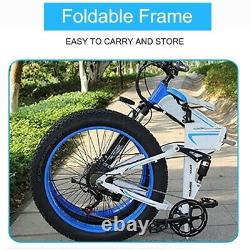 Foldable Electric Bicycle Mountain Ebike Fat Tire 26 Full Suspension 1000W 48V