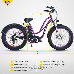 Maxfoot Electric Bike 26 Fat Tire E-Bike 750W 48V 13A Step-Thru Bicycle Battery