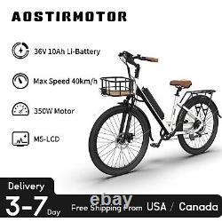 New EBike G350 350w Cruiser City Ebike With Front Basket 26in Tire Aostirmotor