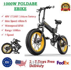 New Folding Electric Bike 1000W 20 Fat Tire Ebike 48V Mountain City Bicycle US