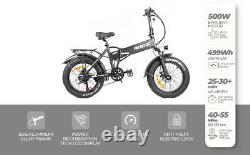 PASELEC 500w Electric Folding Bike 20inch Fat tire Bicycle Foldable e-bike Black