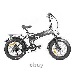 PASELEC 500w Electric Folding Bike 20inch Fat tire Bicycle Foldable ebike Black