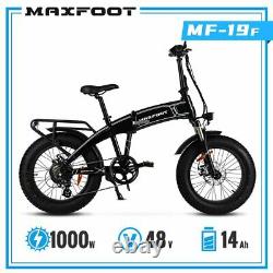 Refurbished Electric Folding Bicycle1000W 48V14AH MaxFoot MF-19 E Bike Black