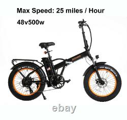 SOHOO 48V500W12A 20x4.0 Adult Folding Fat Tire Electric Bicycle Mountain Ebike