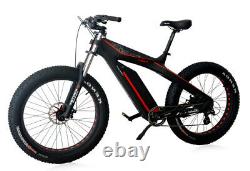 Samedi 750W Carbon Fiber Fat E Bike 26 inch Electric Cruiser Bicycle 50kmh