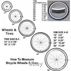 US Bicycle Front or Rear Wheel 20 X 1.75/2.125/2.5'' for Scooter eBike Universal