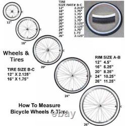 US Bike Bicycle Front/Rear Wheel 20 X 1.75/2.125/2.5'' Cycling eBike Chopper Kit