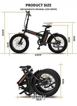 20 Ebike 500w 36v/12.5ah Vélo Électrique Pliant Vélo Fat Tire City E-bike