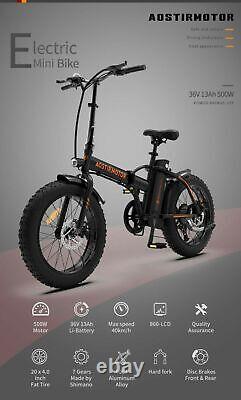 20 Ebike 500w 36v/12.5ah Vélo Électrique Pliant Vélo Fat Tire City E-bike