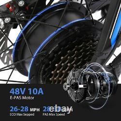 26'' 500w 48v Vélo De Montagne Électrique Shimano 21 Speed E-bike Noir-bleu