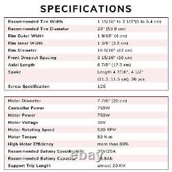 Contrôleur de kit de conversion de vélo électrique pour kit de moteur de roue avant de vélo électrique 20 750W 36V