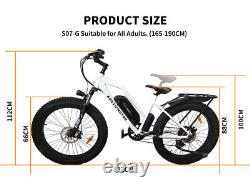 Ebike 26 750w Electric Bike Fat Tire P7 48v 13ah Batterie Lithium E-bike Blanc