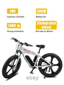 Electric Bike Fat Tyre 26 1000w 48v 13ah Sharps White Ebike 27 Speed 50km Gamme