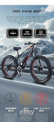 Electric Bike Fat Tyre 26 750w 48v 13ah Taoci Black Ebike 21 Speed 50 Km Gamme