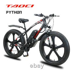 Fat Tyre Electric Bike 26 1000w 48v 13ah Taoci White Ebike 21 Speed 50 Km Gamme