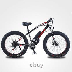 Fat Tyre Electric Bike 26 350w 36v 10ah Taoci Black Ebike 21 Speed 50 Km Gamme