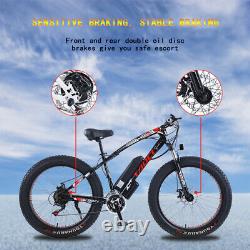 Fat Tyre Electric Bike 26 350w 36v 10ah Taoci White Ebike 21 Speed 50 Km Gamme