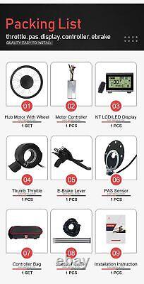 Kit de conversion de pneus gras pour vélo électrique 48V 500-3000W roue de moteur avant arrière 20 26 pouces