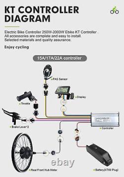 Kit de conversion de vélo électrique 20-29 pouces 700C 250-2000W Roue moteur de moyeu avant/arrière